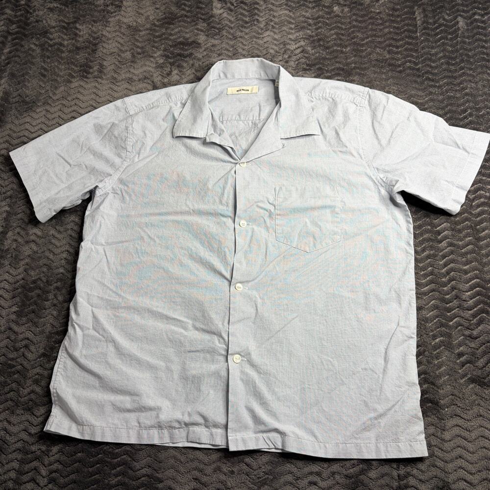 Buck Mason blue Casual Wornwell Short Sleeve Camp Shirt size L